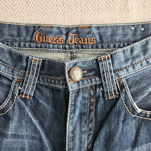 Guess Jeans Men's 34x31 Relaxed Boot Cut Medium Wash Blue Flap Pocket Embroidery - Picture 12 of 16